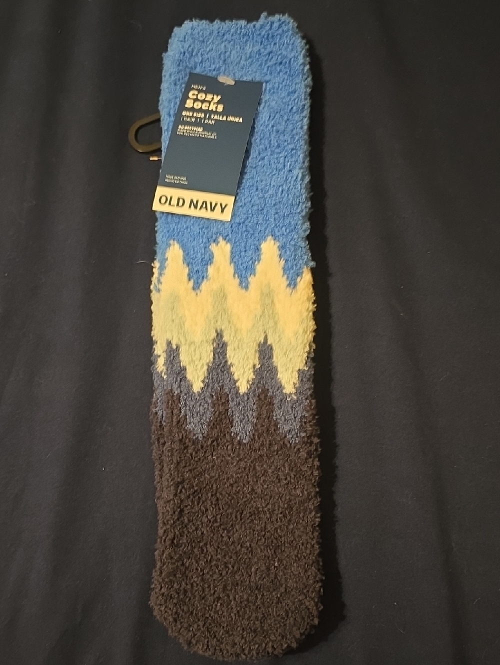 Old Navy Fuzzy Zigzag Crew Socks - Blue, White